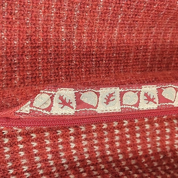 Woolrich Ruby Red All Over Design Wool Zip Up Sweater Cardigan Large - Picture 7 of 10